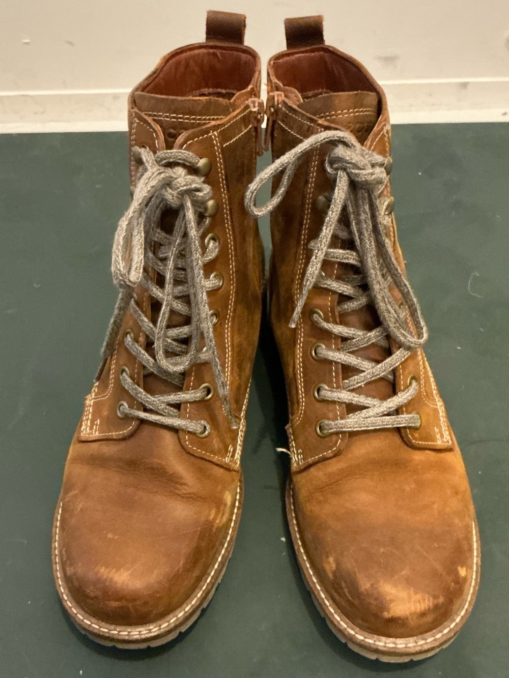Ecco Men's Tan Brown Leather Lace-Up Ankle Boots